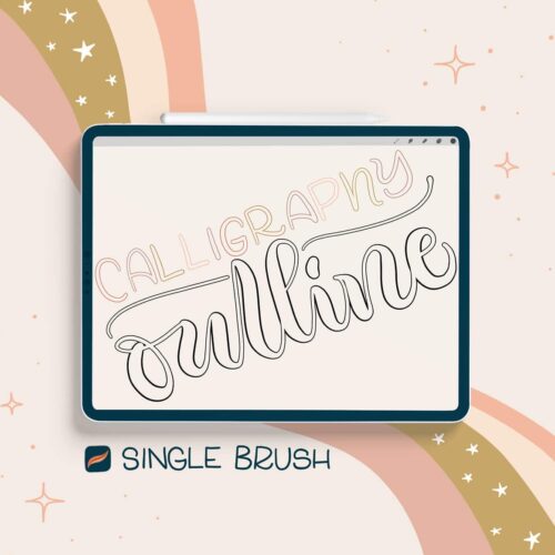 calligraphy outline procreate brush